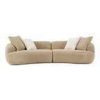 Trevor - Modern Tan Fabric Curved Mini Sectional Sofa