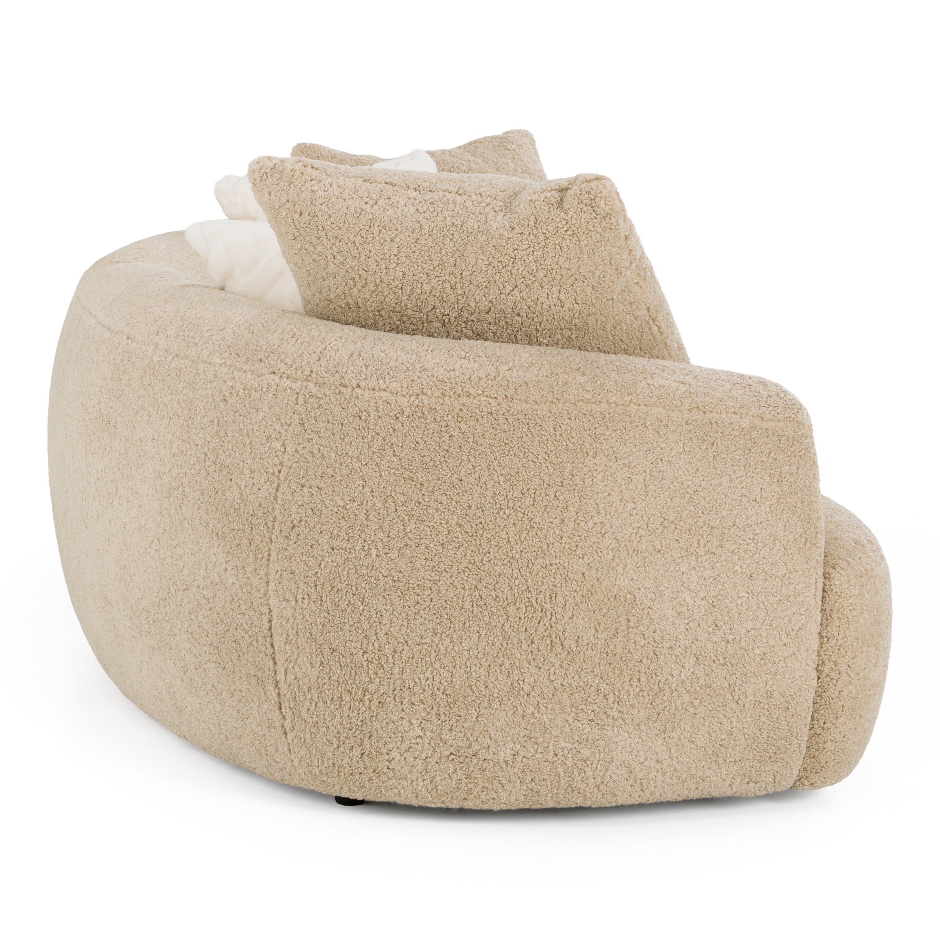 Trevor - Modern Tan Fabric Curved Mini Sectional Sofa