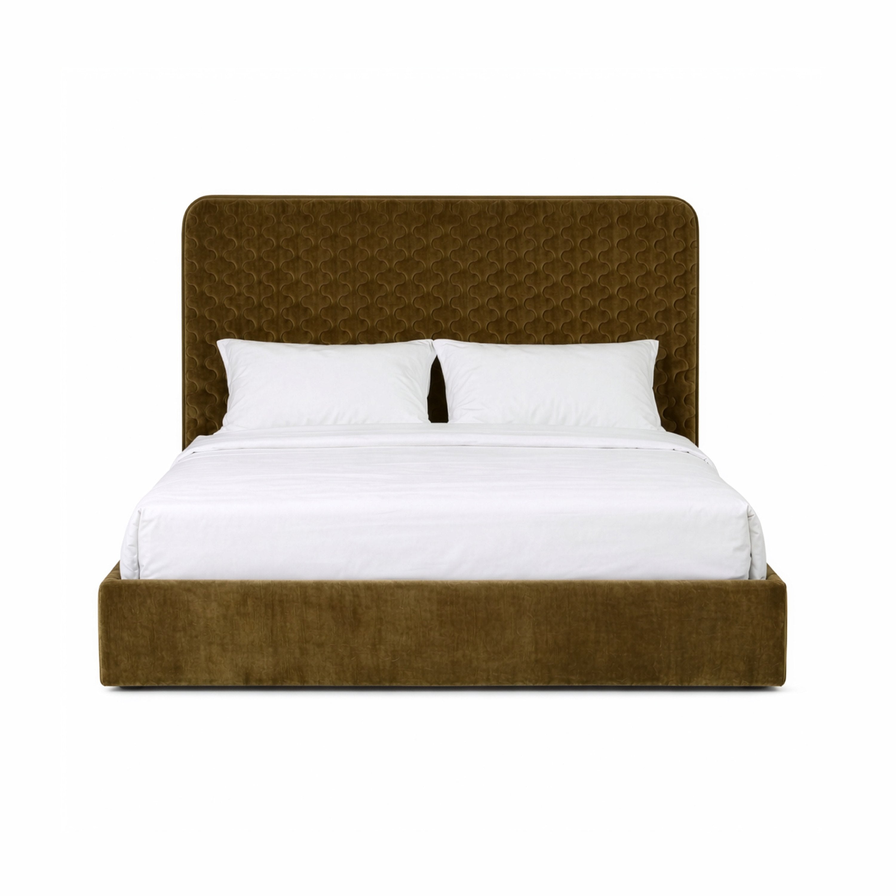 Eastern King Trieste - Modern Brown Fabric Bed - Modern Brown Fabric Bed