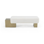 Triumph - Contemporary Off-White Fabric + Antique Brass Bench