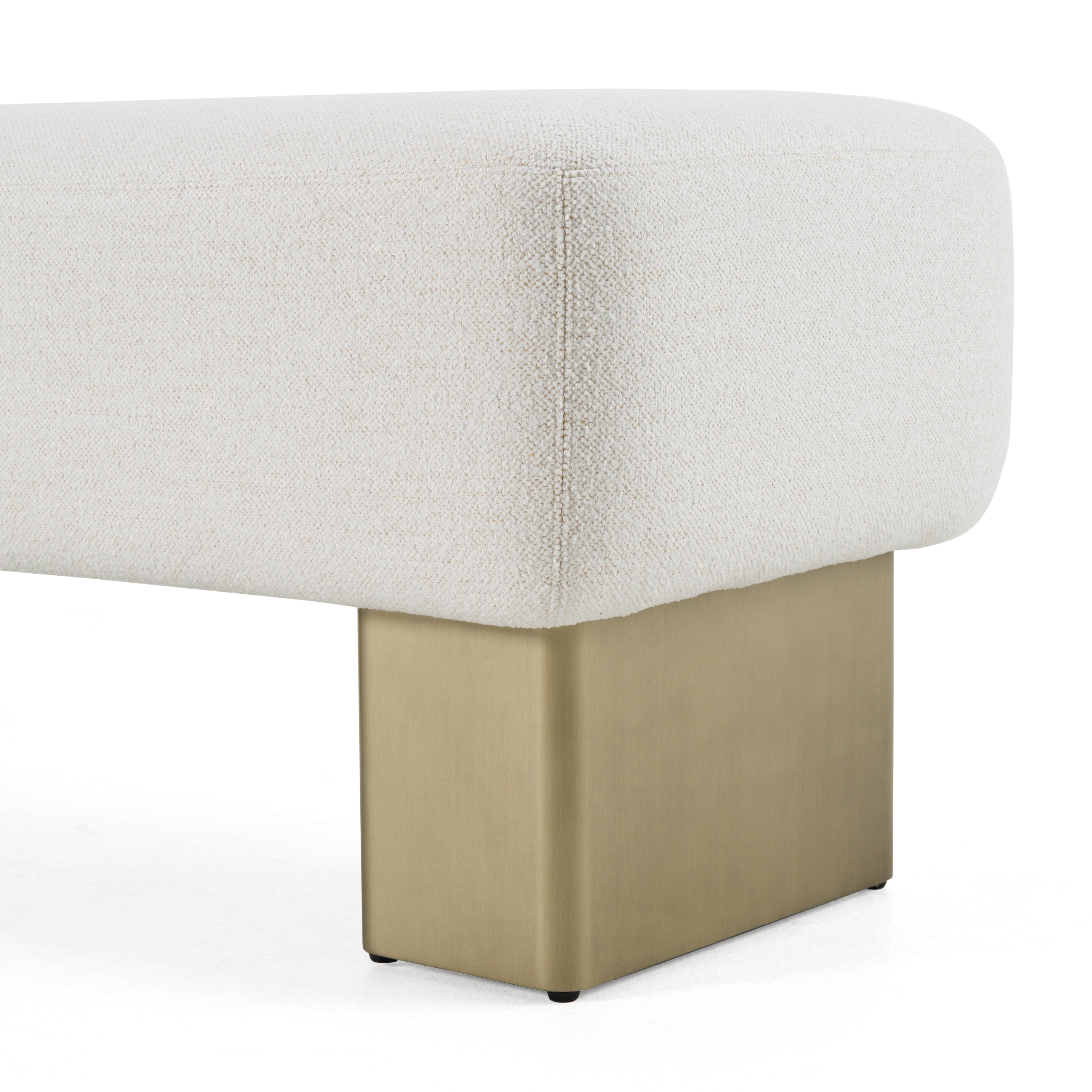 Triumph - Contemporary Off-White Fabric + Antique Brass Bench