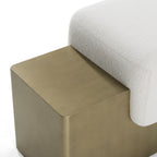 Triumph - Contemporary Off-White Fabric + Antique Brass Bench