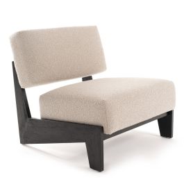 Tucker - Mid-Century Modern Light Grey Fabric + Black Walnut Accent Chair
