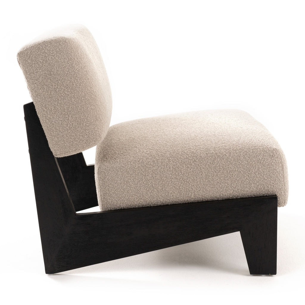 Tucker - Mid-Century Modern Light Grey Fabric + Black Walnut Accent Chair