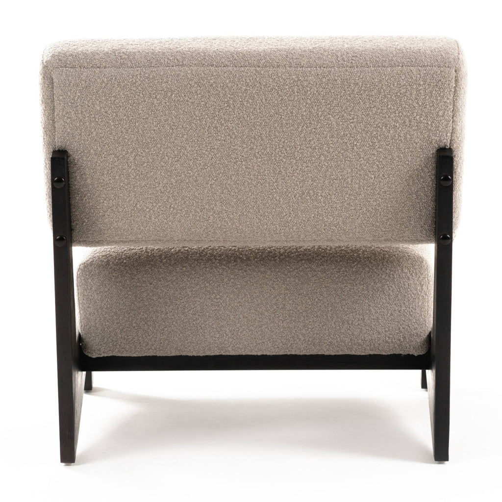 Tucker - Mid-Century Modern Light Grey Fabric + Black Walnut Accent Chair
