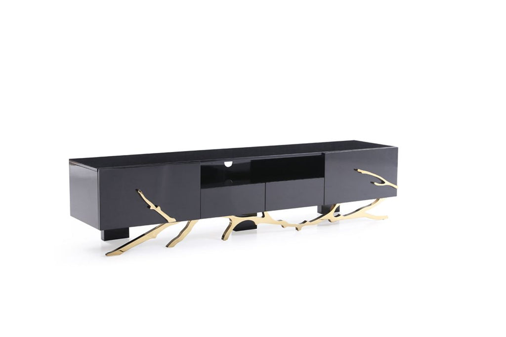 Legend Modern Black & Champagne Gold 87" TV Stand