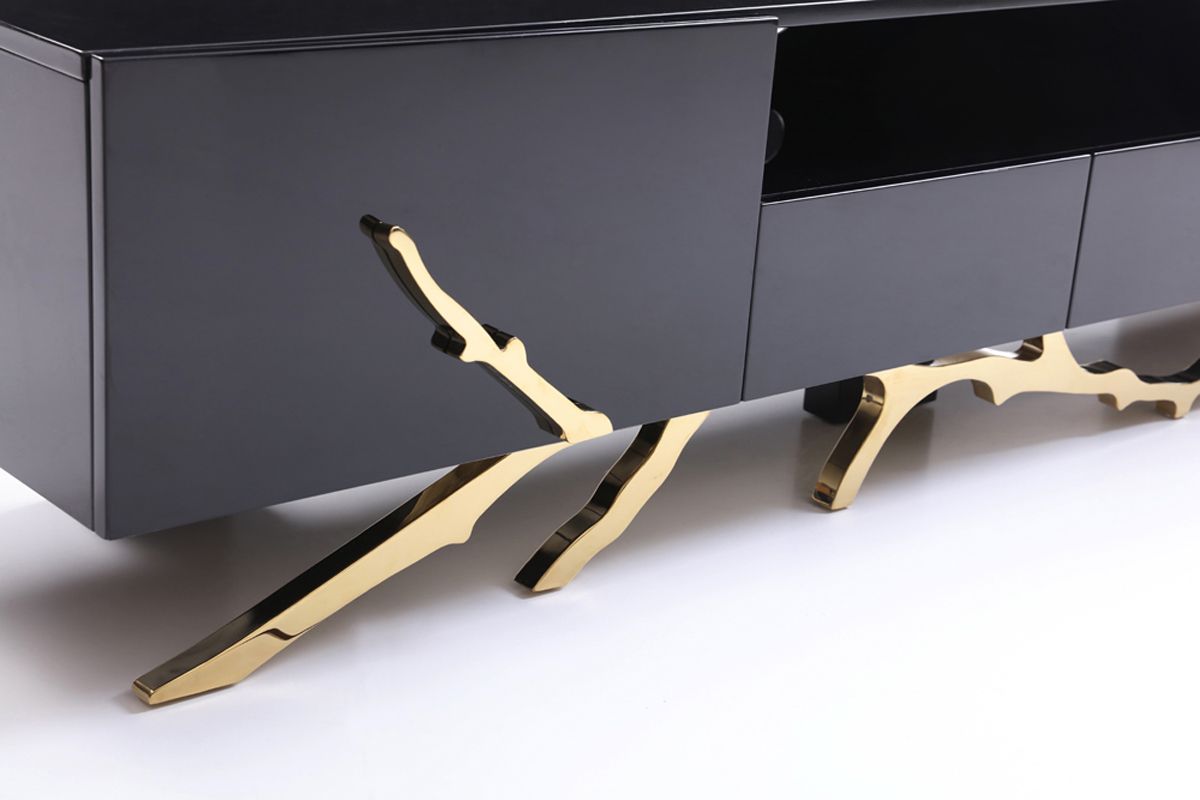 Legend Modern Black & Champagne Gold 87" TV Stand