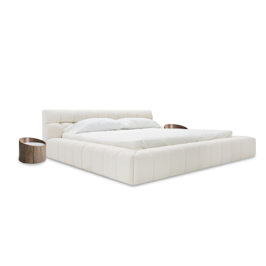 Tyree - Modern Tufted Off-White Fabric Bed - Modern Tufted Off - White Fabric Bed
