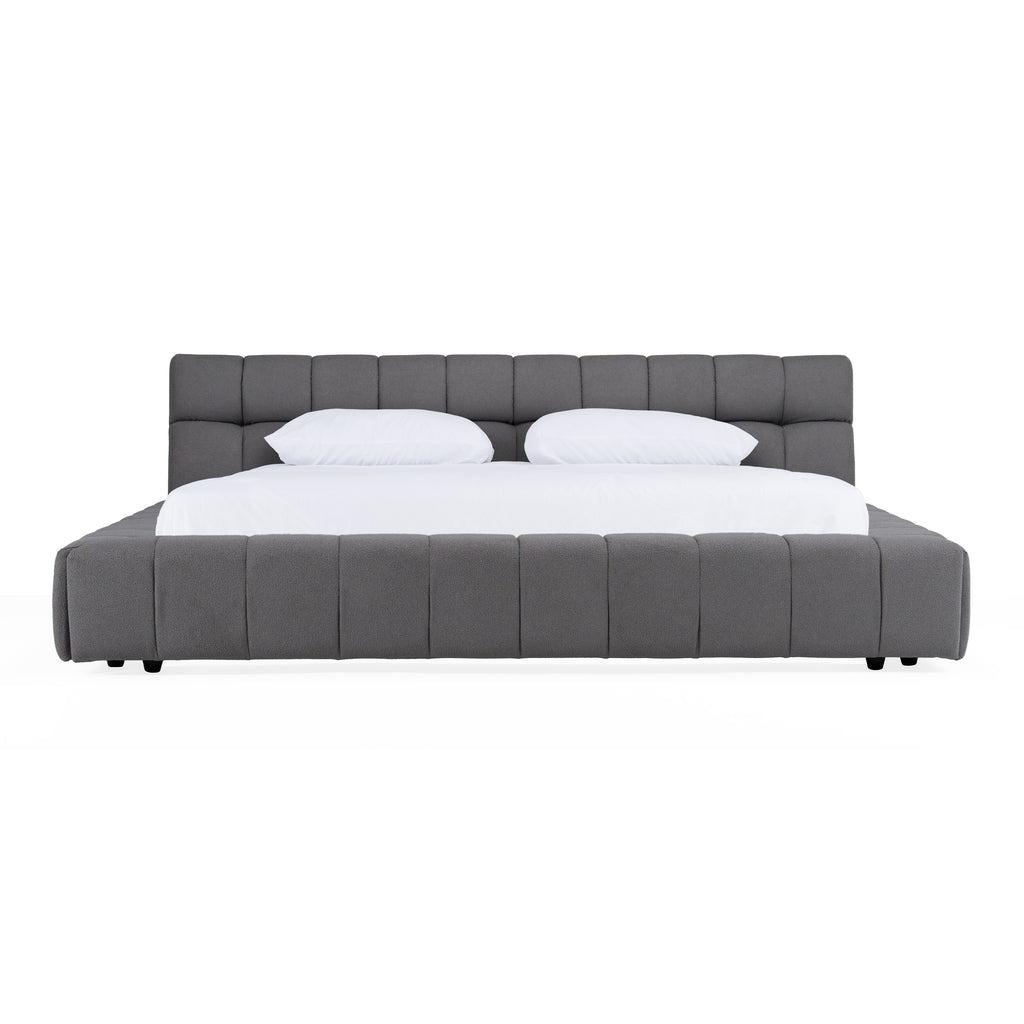 Eastern King Tyree - Modern Tufted Grey Fabric Bed - Modern Tufted Grey Fabric Bed