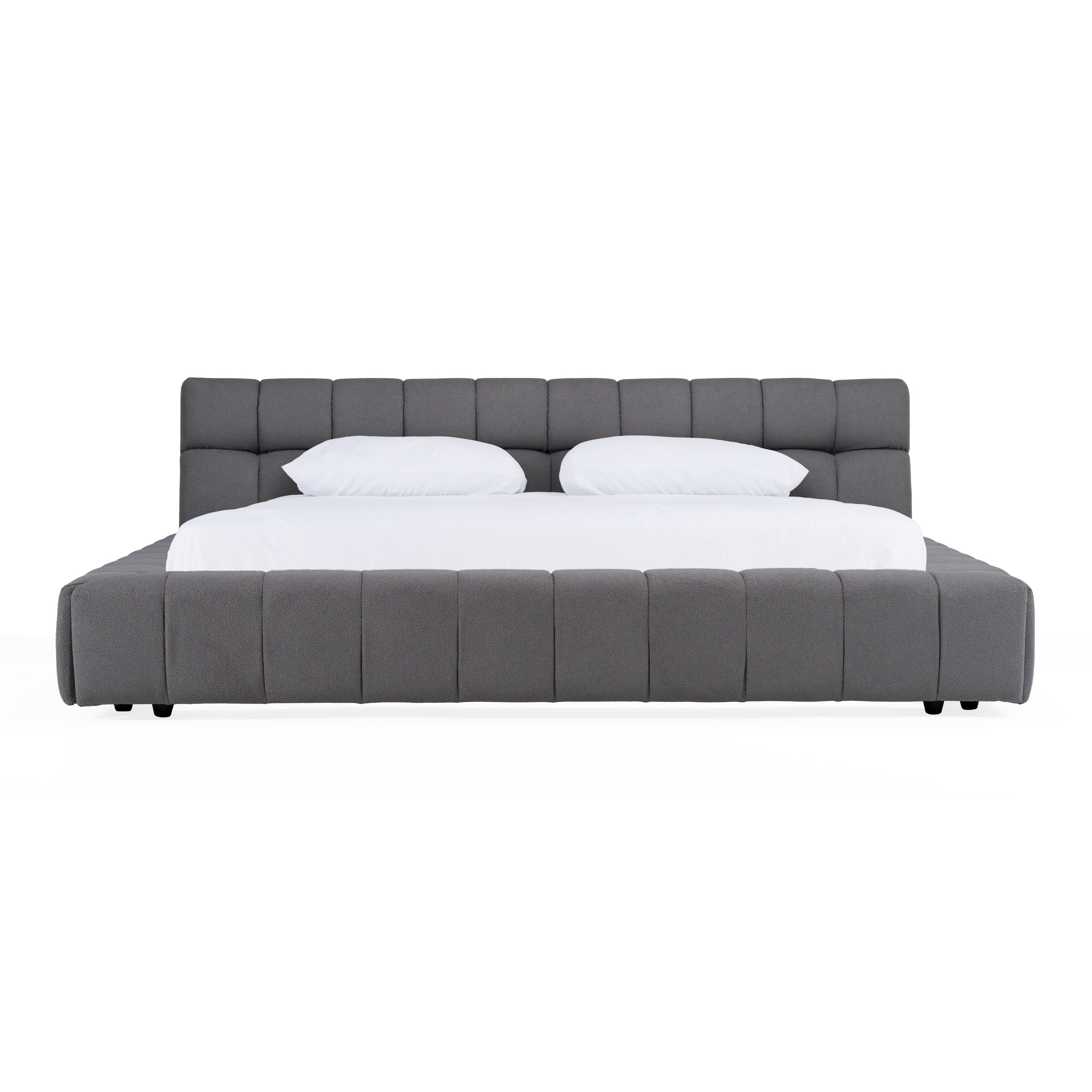 Eastern King Tyree - Modern Tufted Grey Fabric Bed - Modern Tufted Grey Fabric Bed
