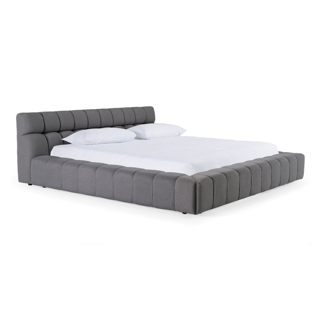 Eastern King Tyree - Modern Tufted Grey Fabric Bed - Modern Tufted Grey Fabric Bed