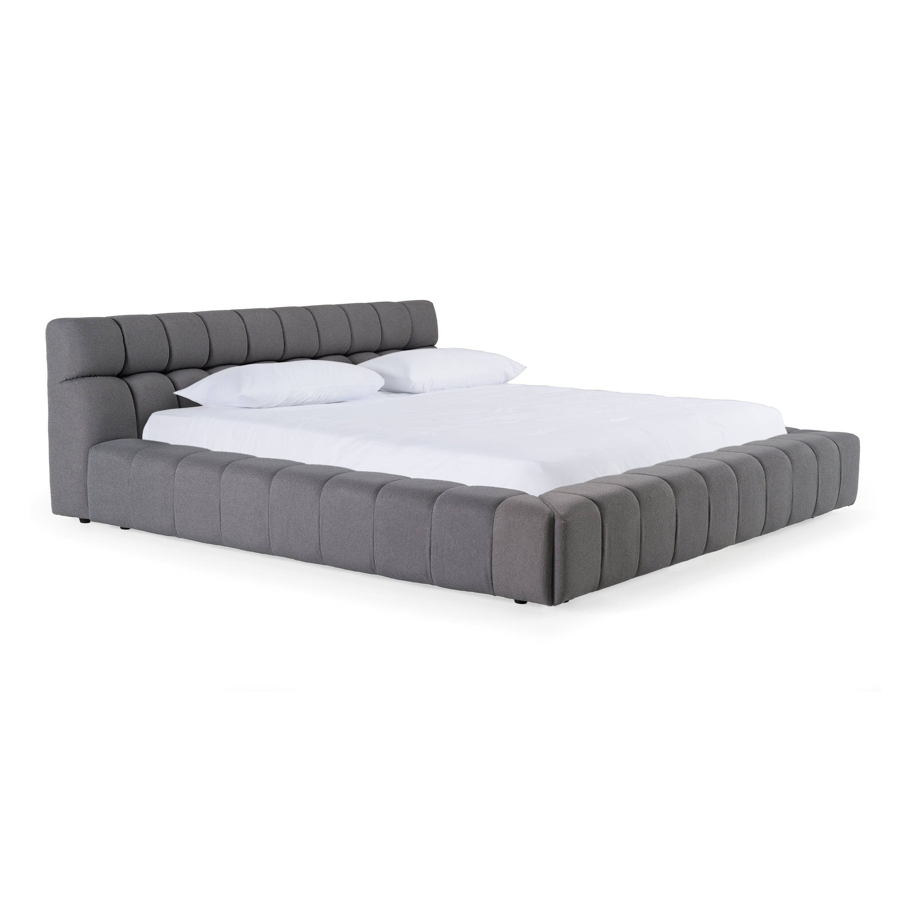Eastern King Tyree - Modern Tufted Grey Fabric Bed - Modern Tufted Grey Fabric Bed