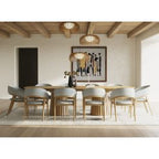 Truman - Mid-Century Modern Natural Oak Extendable Dining Table + 10 Chairs Set