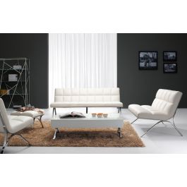 Antimony Mid-Century White Leatherette Sofa Set