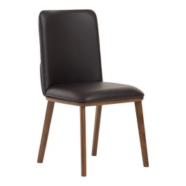 Utah - Modern Walnut and Brown Eco-Leather Dining Chair - Set of 2