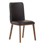 Utah - Modern Walnut and Brown Eco-Leather Dining Chair - Set of 2