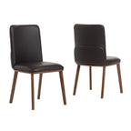 Utah - Modern Walnut and Brown Eco-Leather Dining Chair - Set of 2