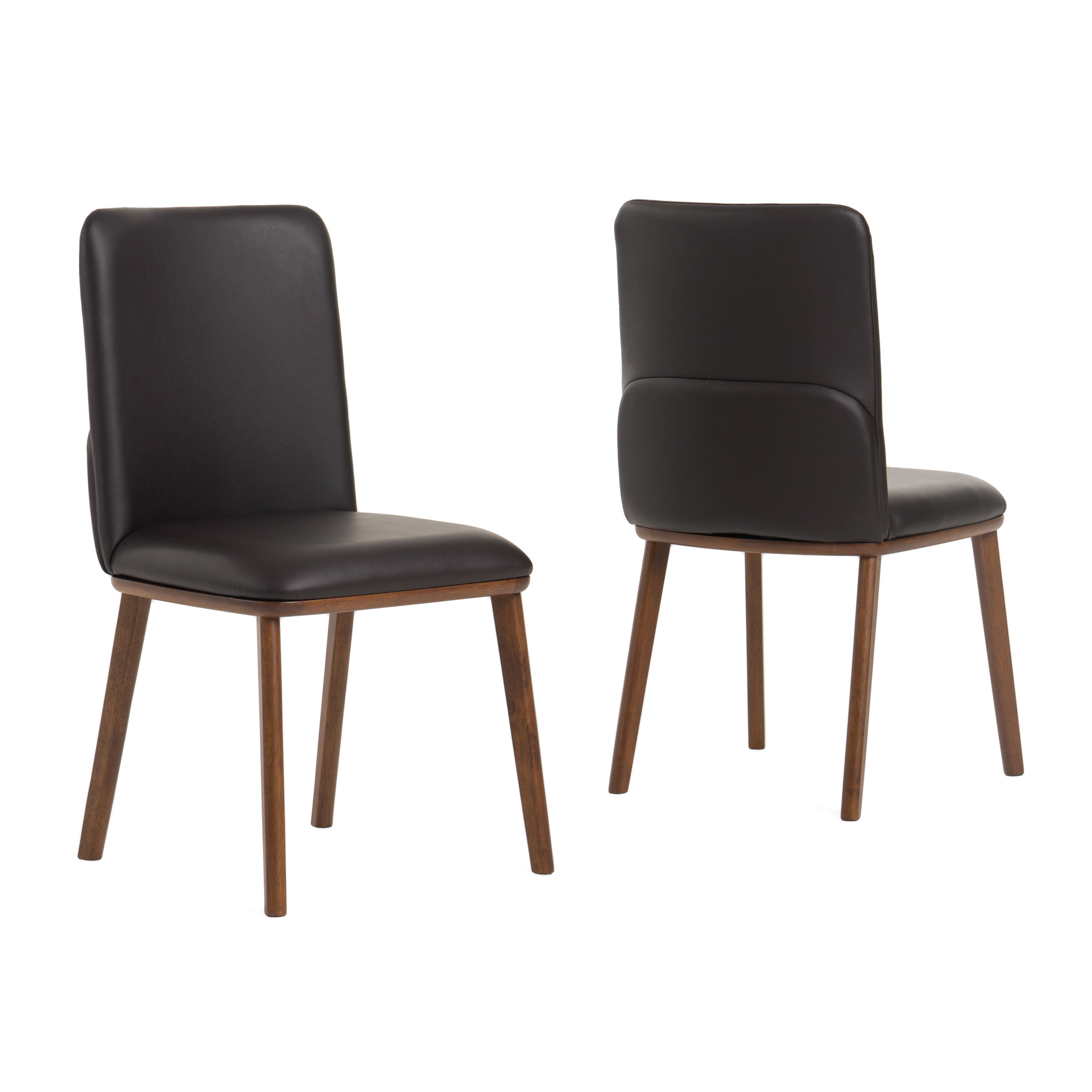 Utah - Modern Walnut and Brown Eco-Leather Dining Chair - Set of 2