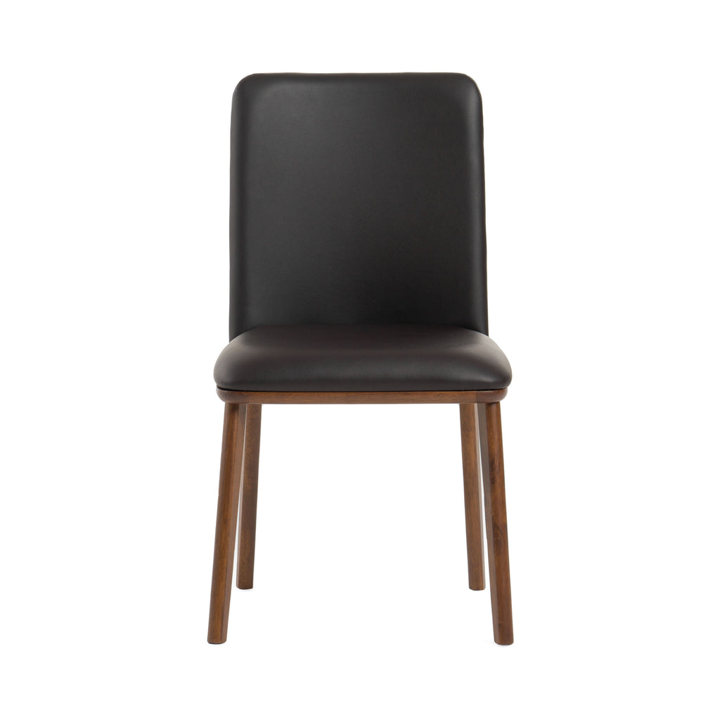 Utah - Modern Walnut and Brown Eco-Leather Dining Chair - Set of 2