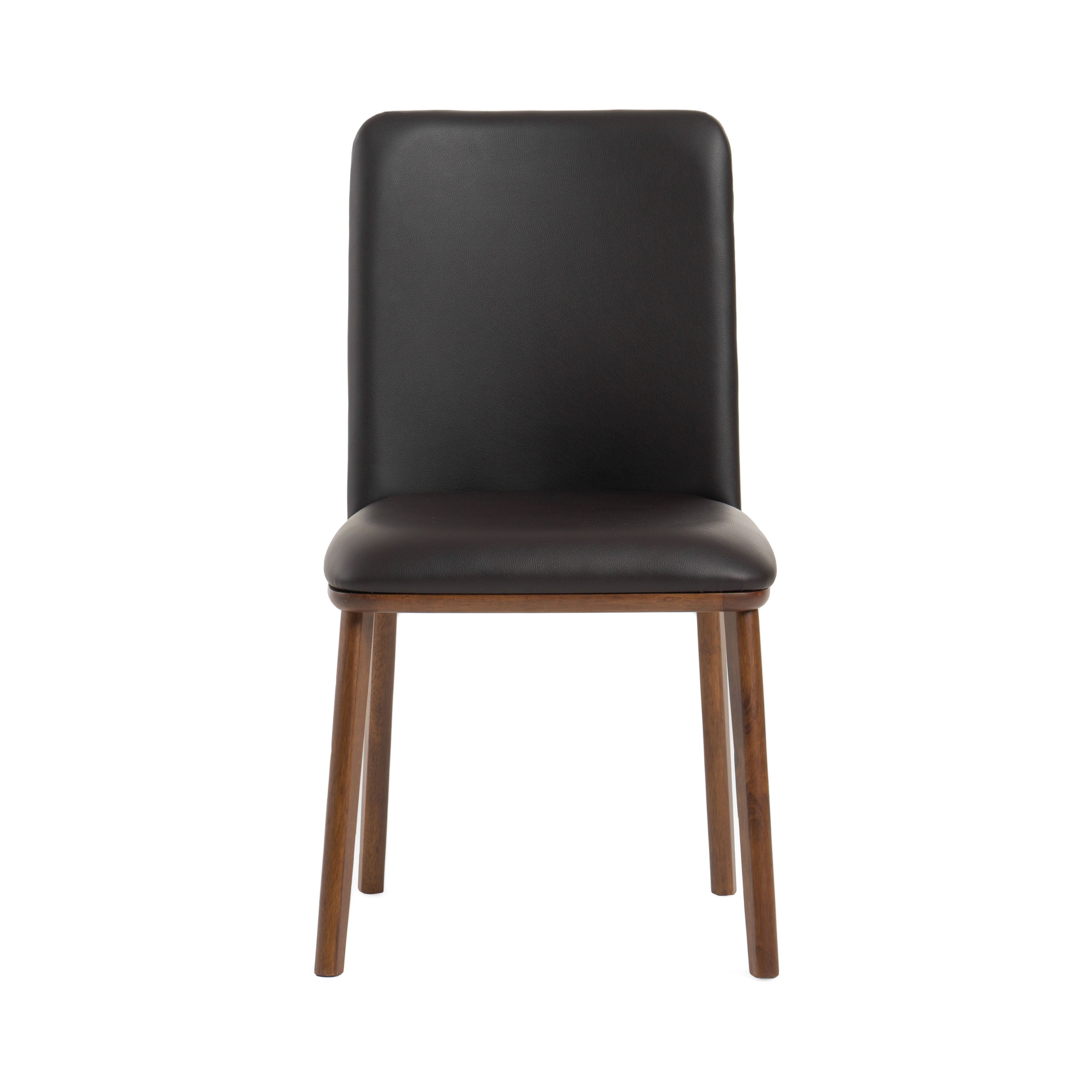 Utah - Modern Walnut and Brown Eco-Leather Dining Chair - Set of 2