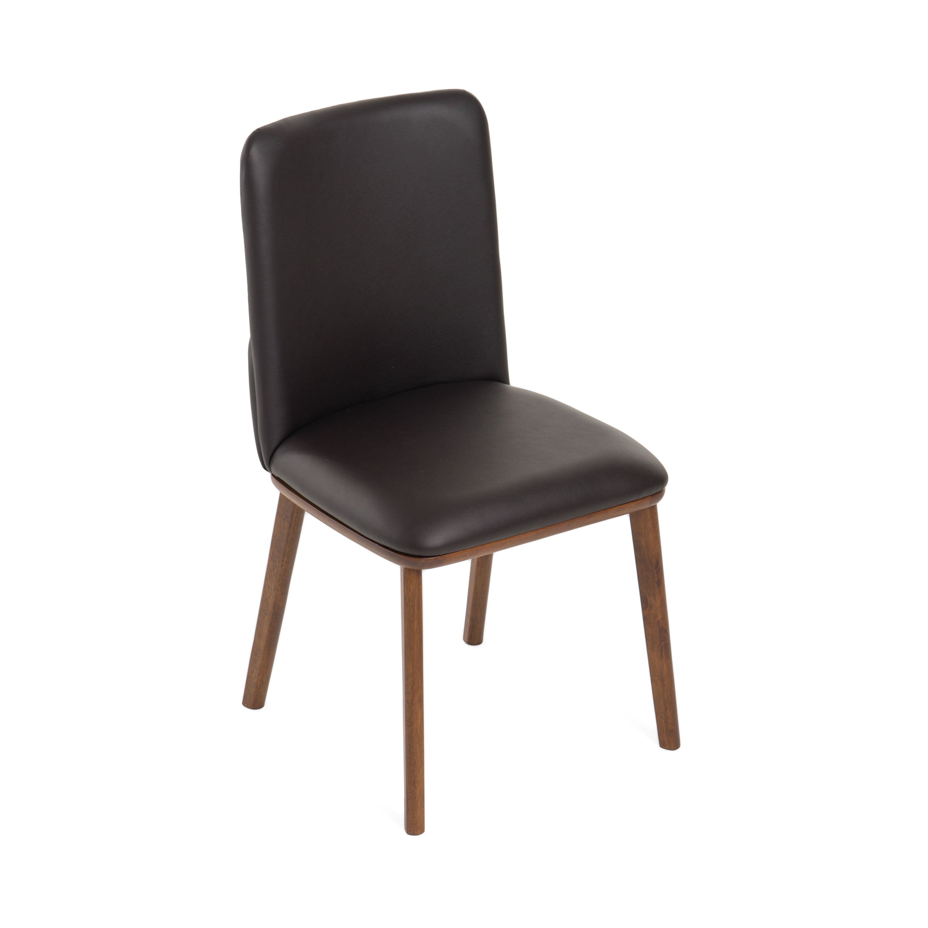 Utah - Modern Walnut and Brown Eco-Leather Dining Chair - Set of 2