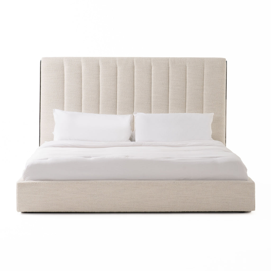 Valhalla - Contemporary White Fabric Bed - Contemporary White Fabric Bed