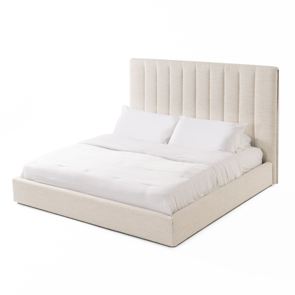 Valhalla - Contemporary White Fabric Bed - Contemporary White Fabric Bed