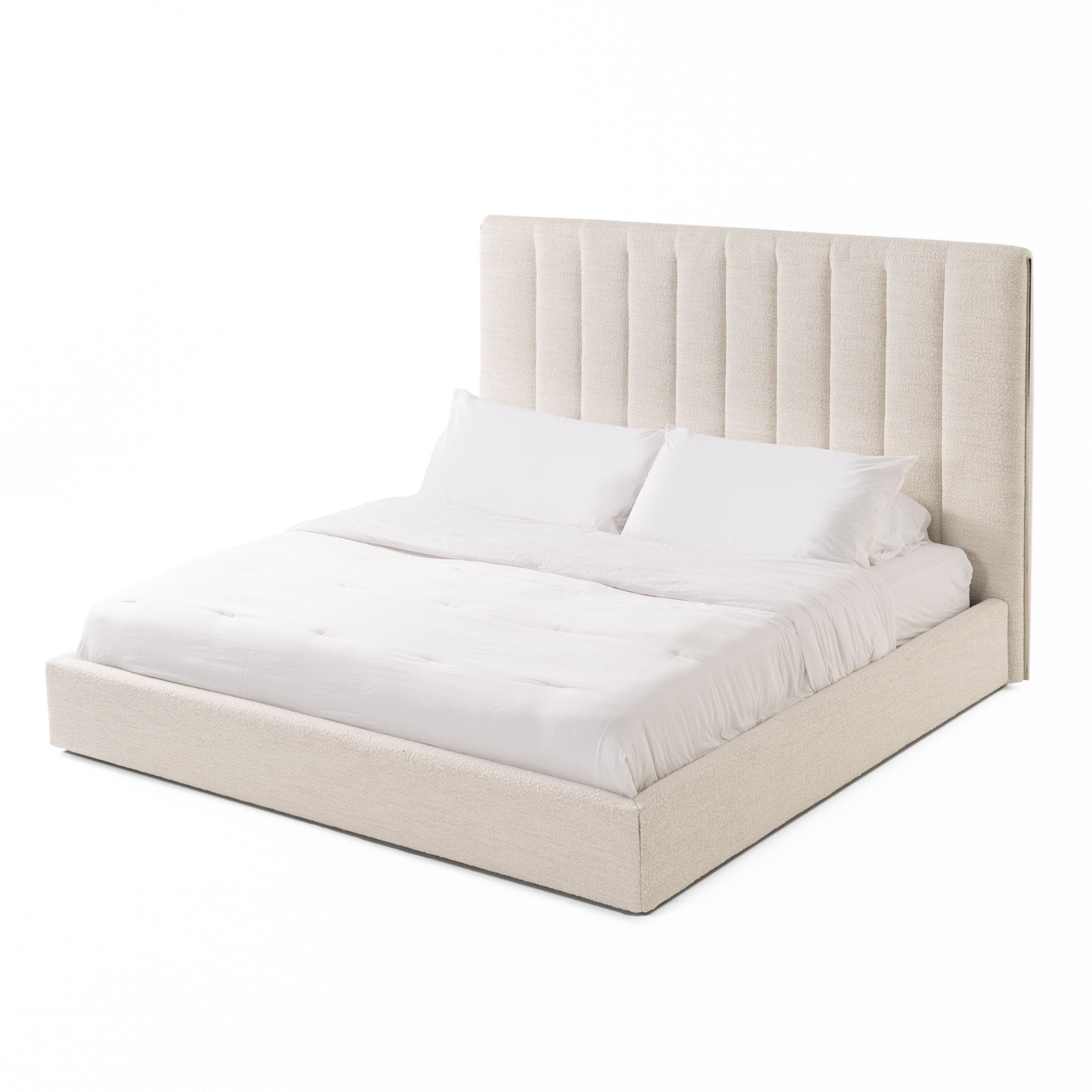 Valhalla - Contemporary White Fabric Bed - Contemporary White Fabric Bed
