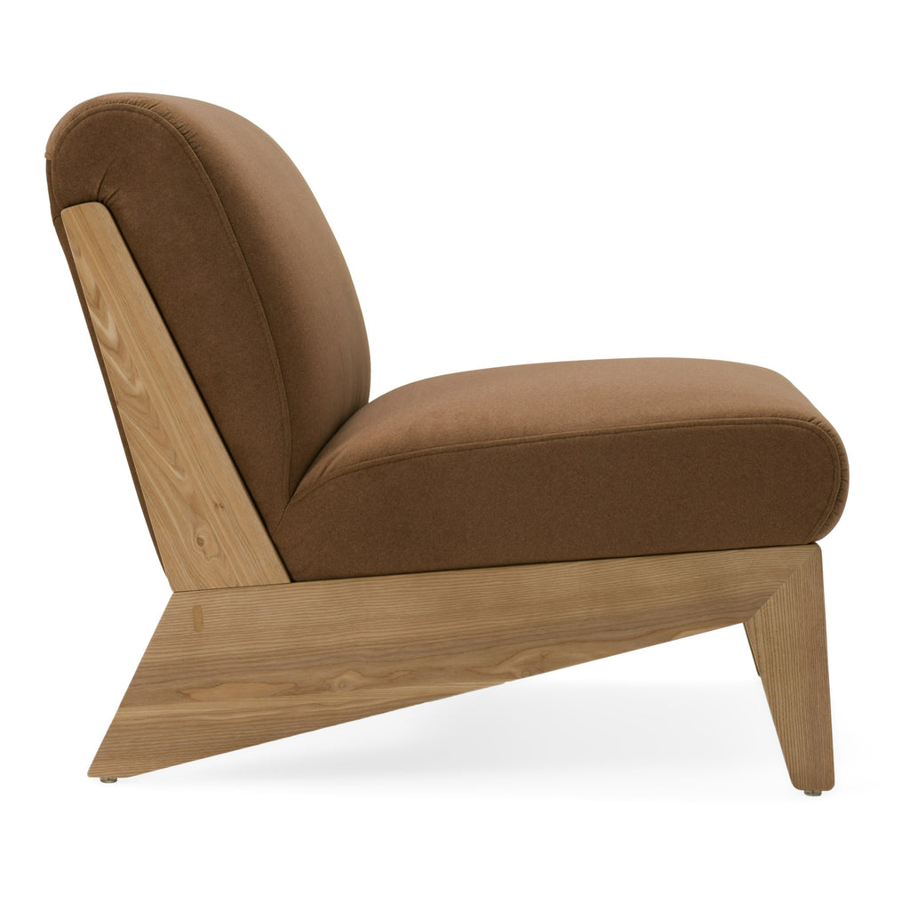 Vance - Modern Brown Fabric + Wood Accent Chair