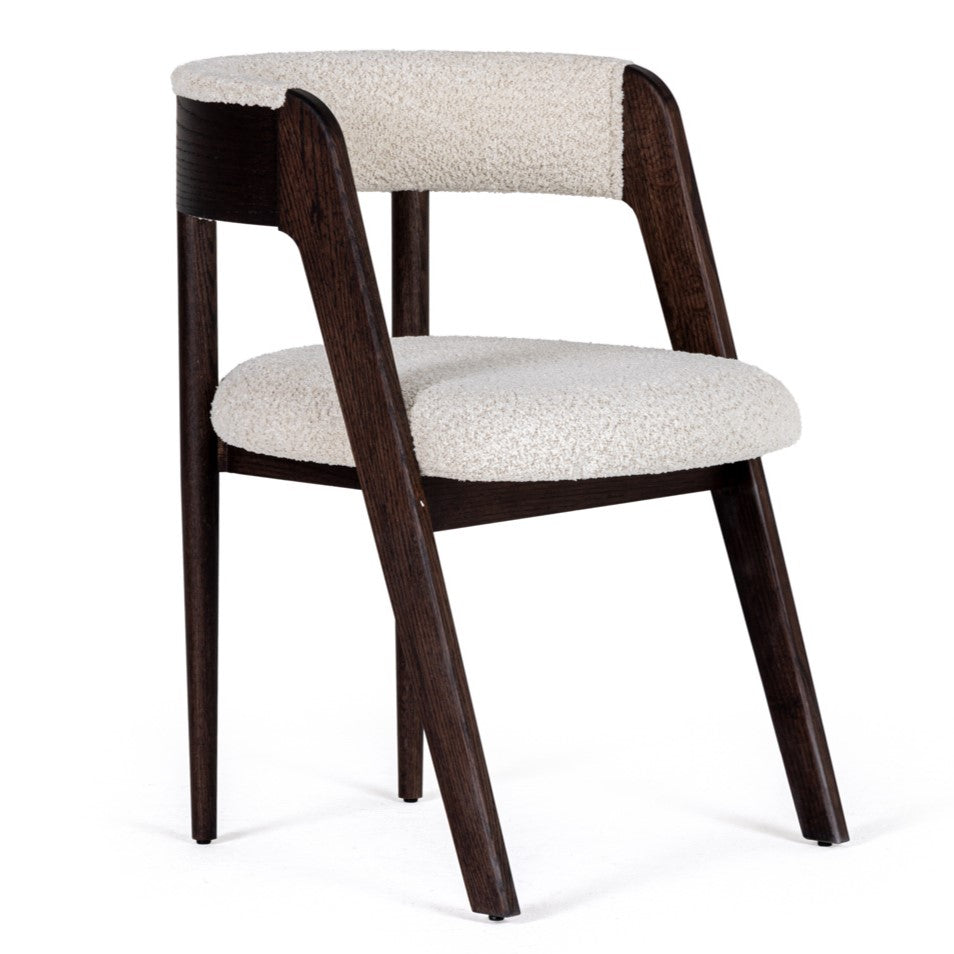 Vegas - Modern Cream Fabric + Walnut Oak Dining Chair (Set of 2)