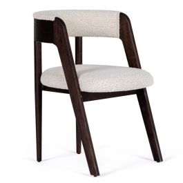 Vegas - Modern Cream Fabric + Walnut Oak Dining Chair (Set of 2)