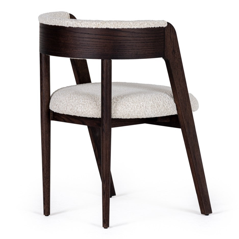 Vegas - Modern Cream Fabric + Walnut Oak Dining Chair (Set of 2)