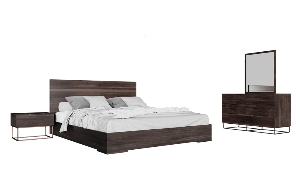 Eastern King Benzon Italian Modern Dark Rovere Bed