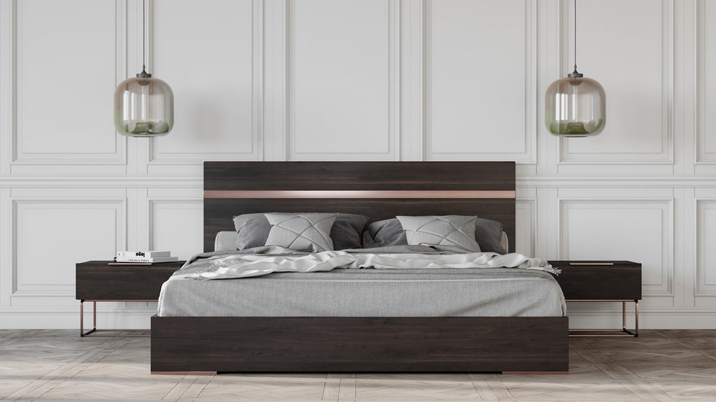Eastern King Benzon Italian Modern Dark Rovere Bed