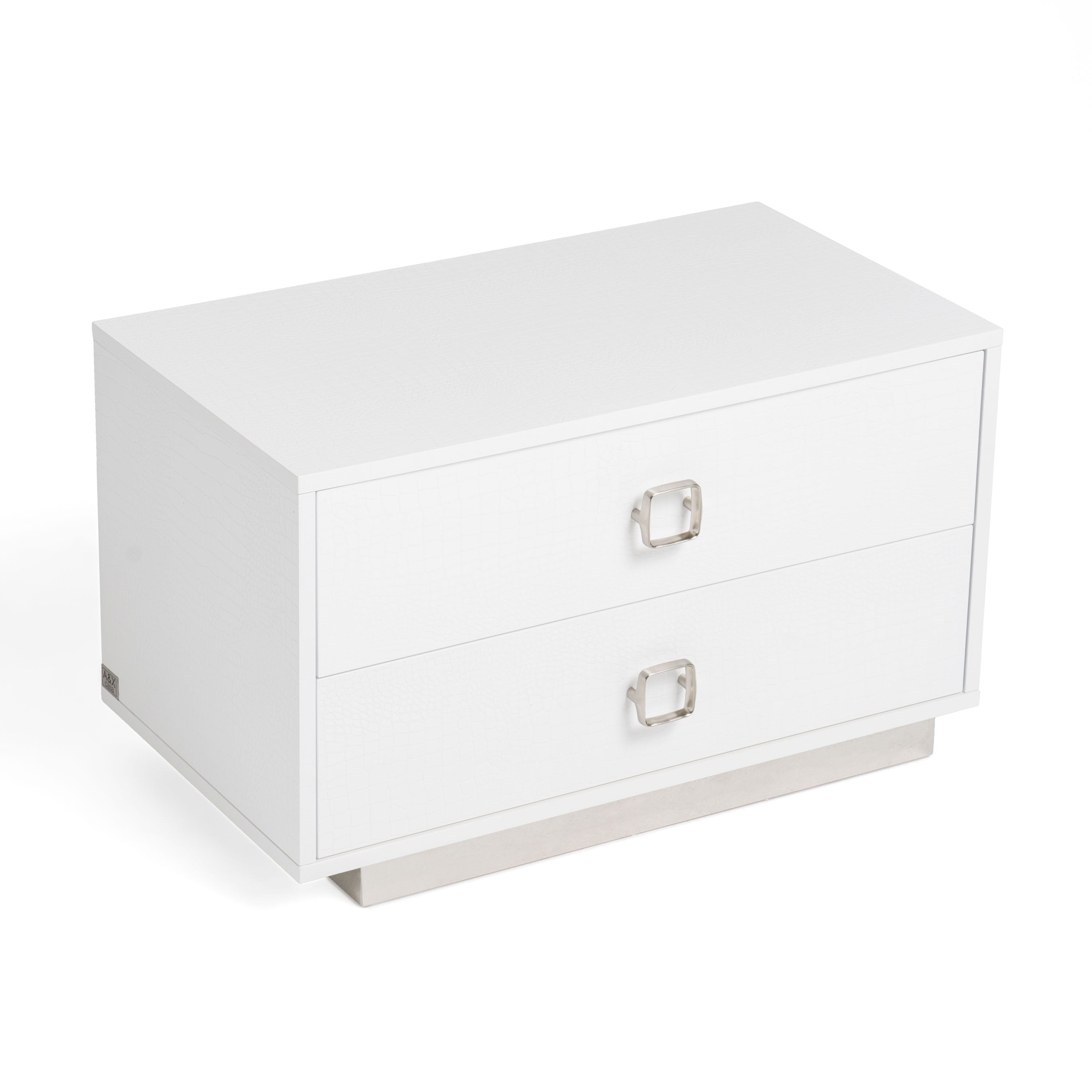 Victoria Modern White Crocodile Nightstand