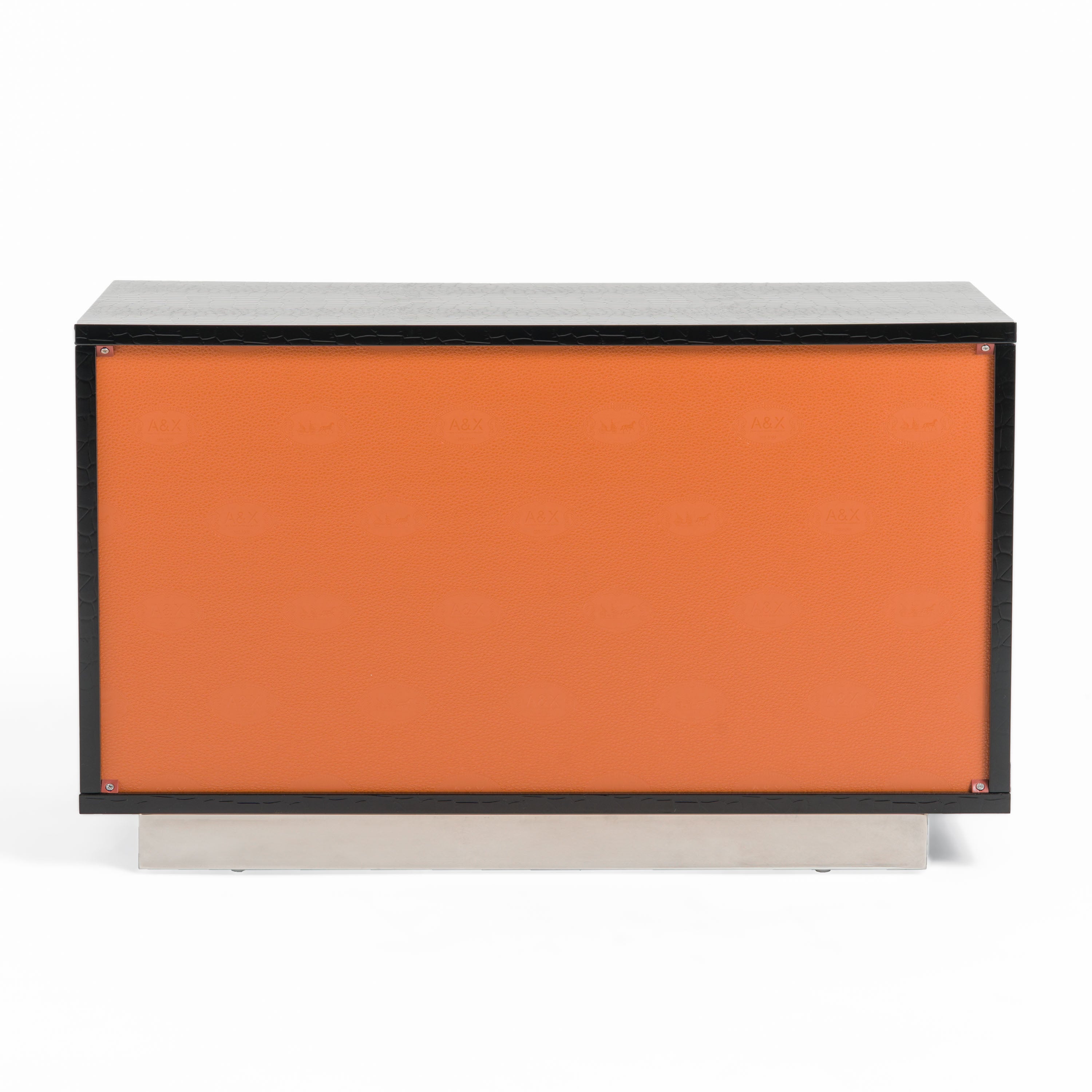 Victoria Modern Black Crocodile Nightstand