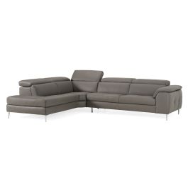 Viola - Italian Contemporary Grey Leather Left Facing Sectional Sofa