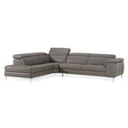 Viola - Italian Contemporary Grey Leather Left Facing Sectional Sofa