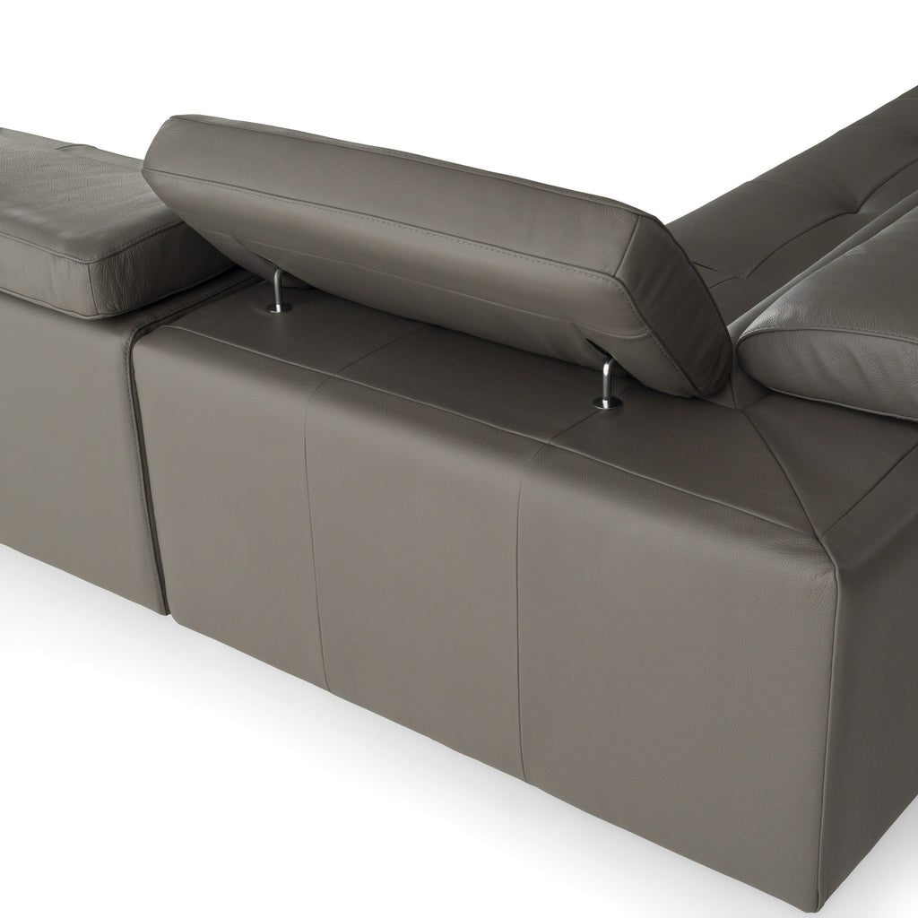 Viola - Italian Contemporary Grey Leather Left Facing Sectional Sofa