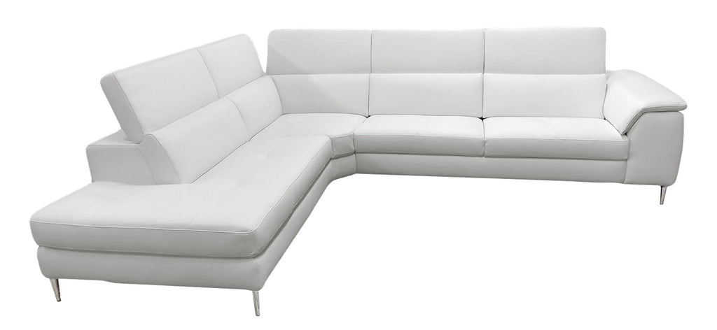 Viola - Italian Contemporary Grey Leather Left Facing Sectional Sofa