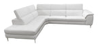 Viola - Italian Contemporary Grey Leather Left Facing Sectional Sofa