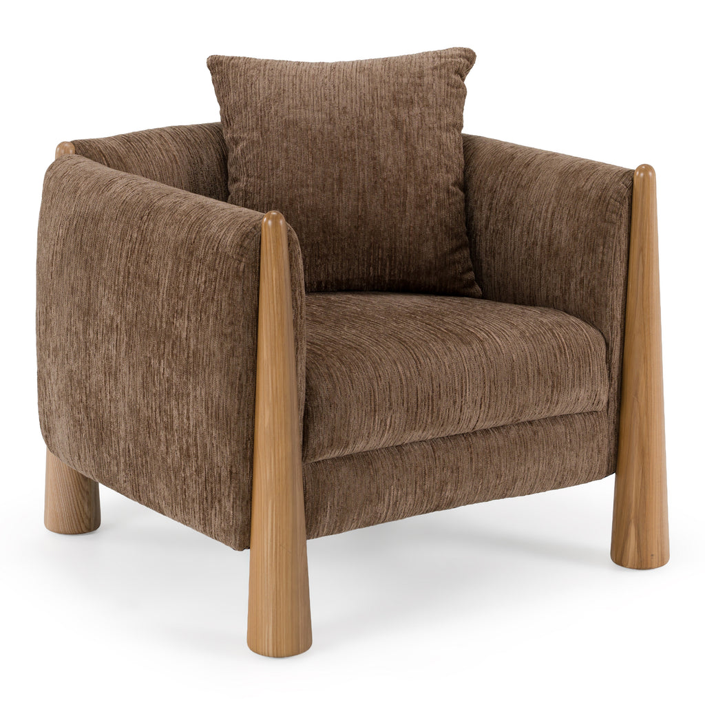 Voight - Contemporary Brown Fabric Accent Chair