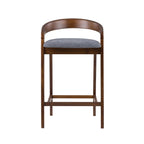 Vougler - Modern Grey Fabric + Walnut Counter Chair (Set of 2)