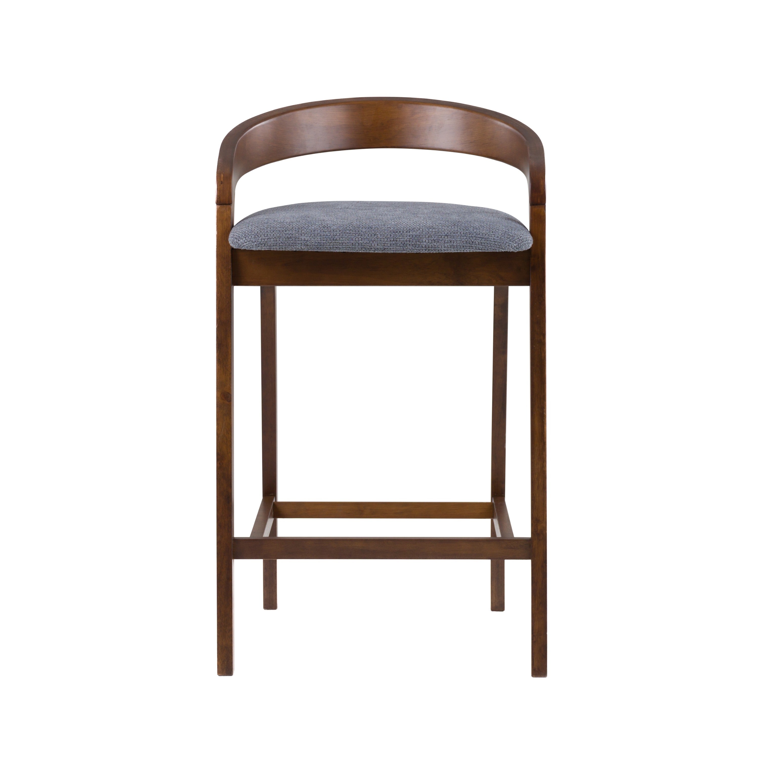 Vougler - Modern Grey Fabric + Walnut Counter Chair (Set of 2)