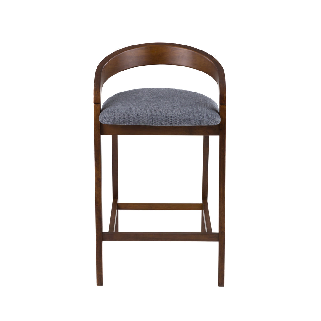 Vougler - Modern Grey Fabric + Walnut Counter Chair (Set of 2)