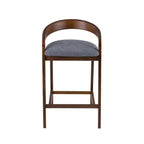 Vougler - Modern Grey Fabric + Walnut Counter Chair (Set of 2)