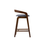 Vougler - Modern Grey Fabric + Walnut Counter Chair (Set of 2)