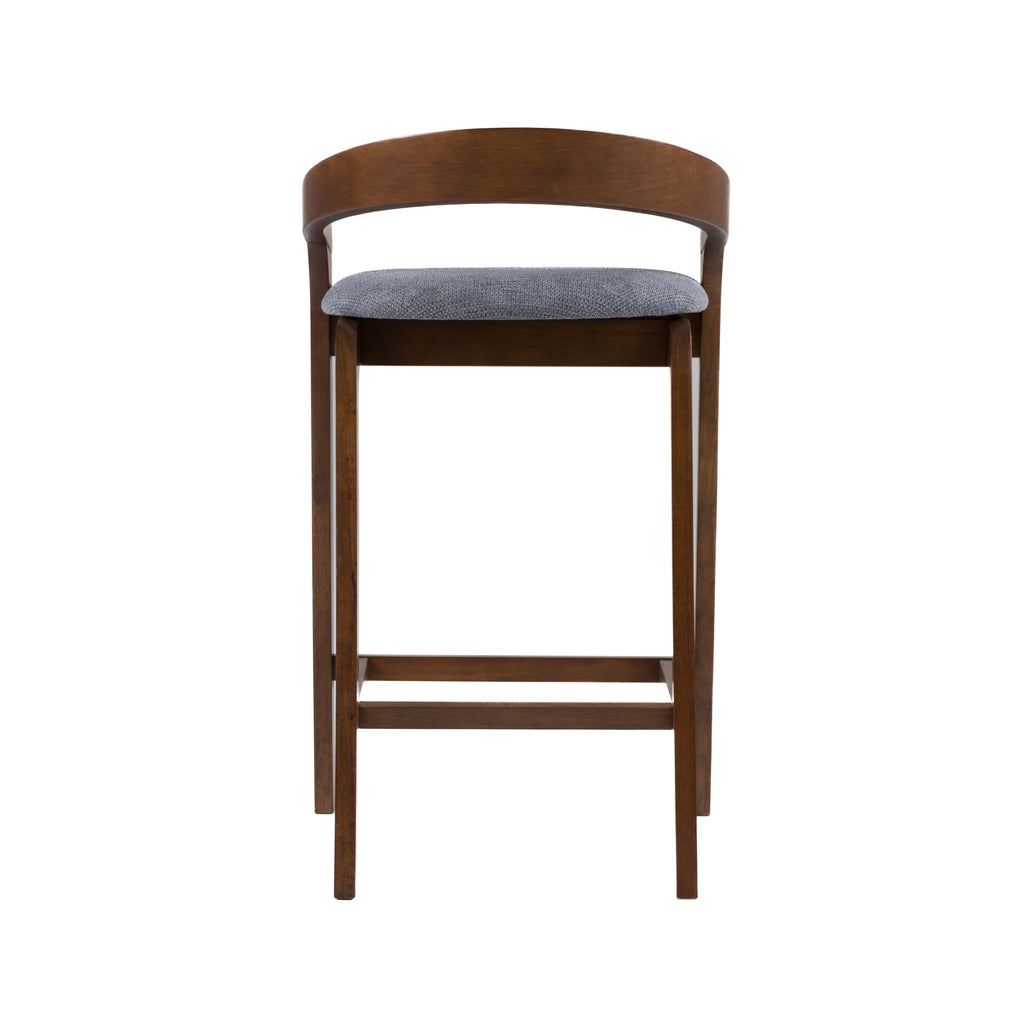 Vougler - Modern Grey Fabric + Walnut Counter Chair (Set of 2)