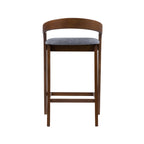 Vougler - Modern Grey Fabric + Walnut Counter Chair (Set of 2)