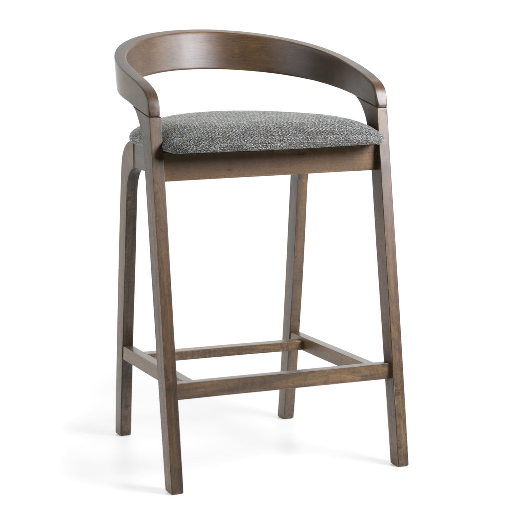 Vougler - Modern Grey Fabric + Wenge Counter Chair (Set of 2)